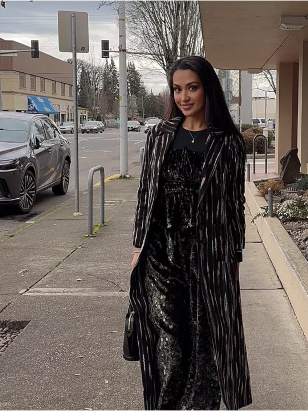 Hutch Black Striped Trench Coat